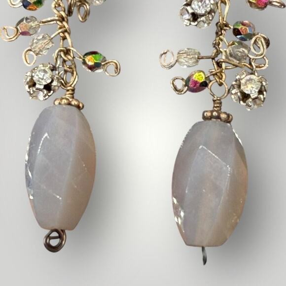 Sterling Silver Necklace & Earrings Set  Quartz Crystal Beads Vintage Handmade - Picture 6 of 11